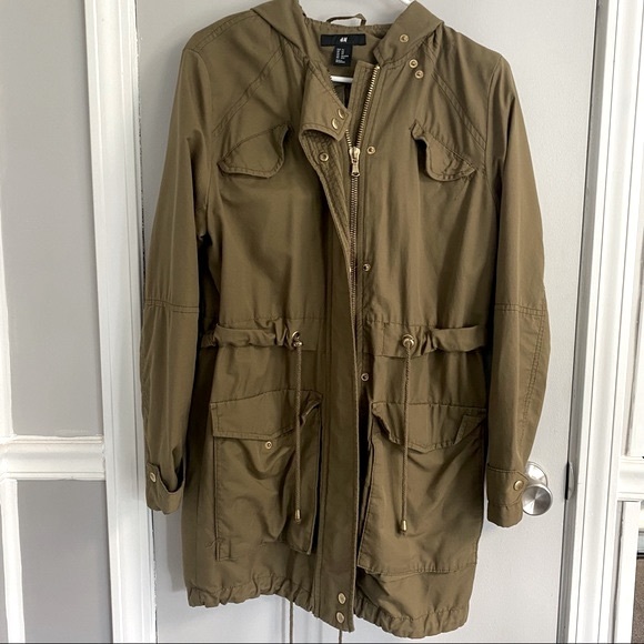 H&M Green Army Hooded Utility Jacket - Picture 1 of 6